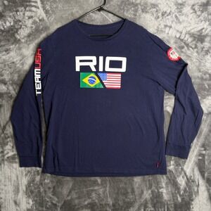 Polo Ralph Lauren Rio Olympics Shirt Mens XL Navy Blue Team USA Long Sleeve